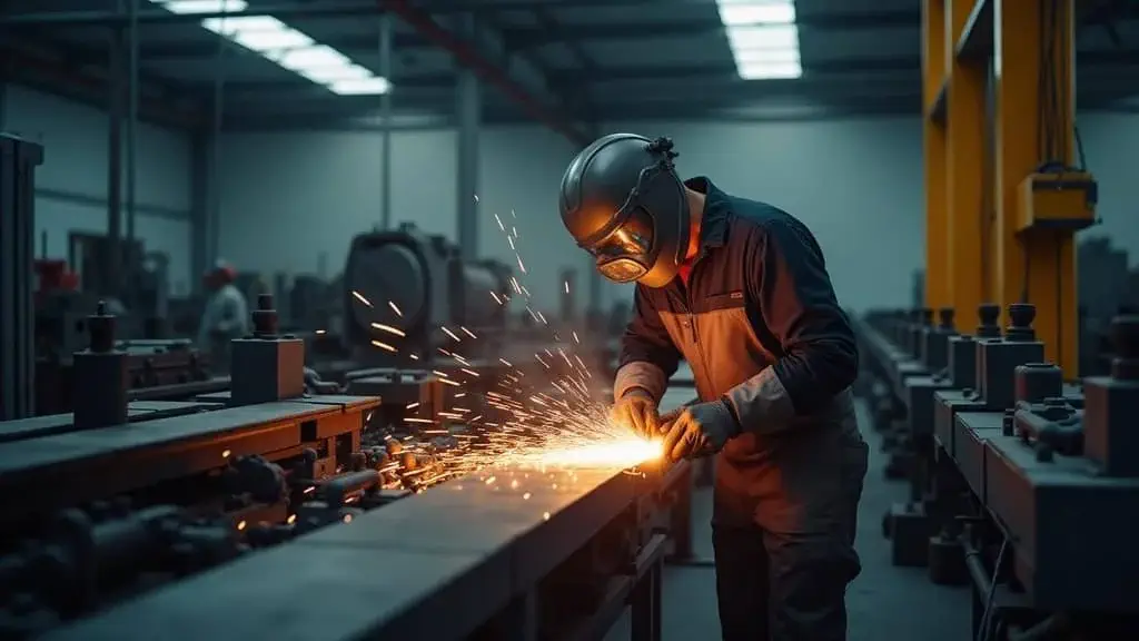 Welder performing precision metal fabrication at Tuff Industries in Cincinnati, Ohio