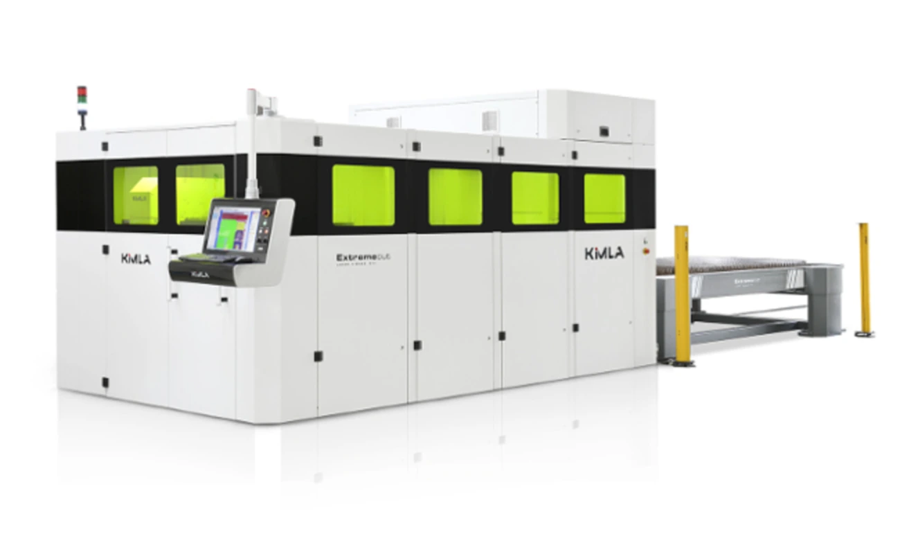 Fiber laser cutting a steel sheet at Tuff Industries in Fairfield, Ohio